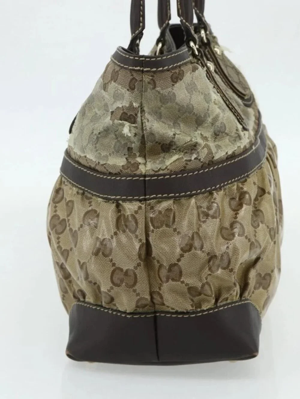 GUCCI GG Crystal Tote Bag Coated Canvas Beige Gold 223963 Auth